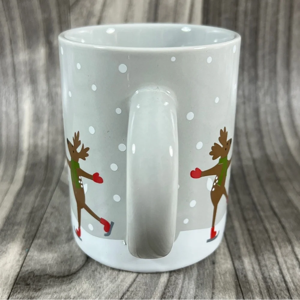 Crate & Barrel, Joan Anderson, Skating Reindeer Mug, Christmas